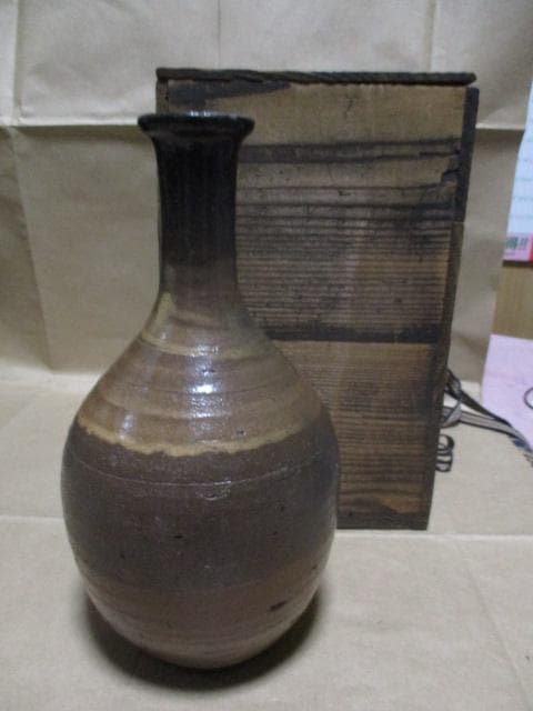 古唐津弓野二彩徳利　古箱付き　I15-3