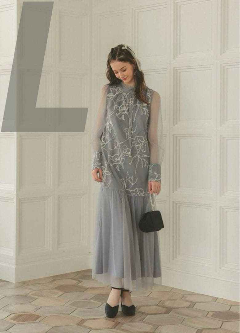 7★新品★ドリードール　フェザーフラワーチュールドレス　L