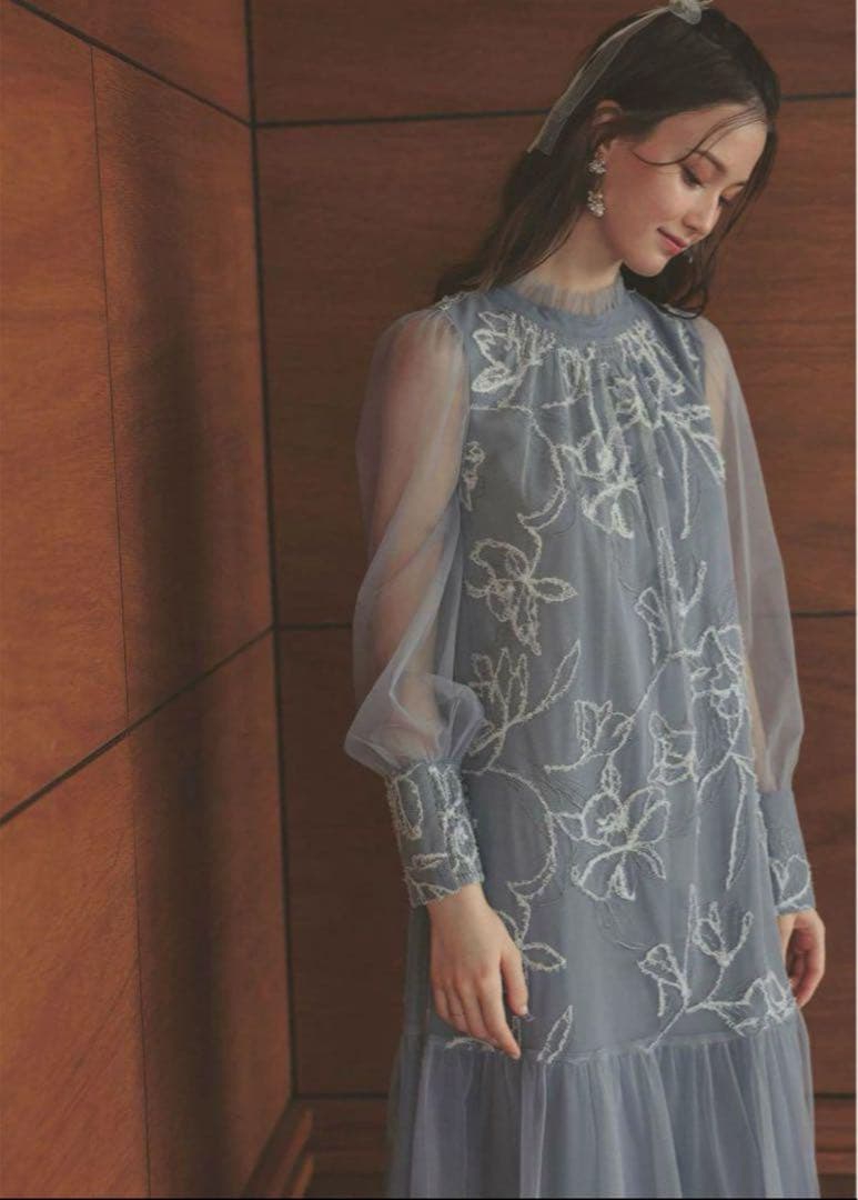 7★新品★ドリードール　フェザーフラワーチュールドレス　L