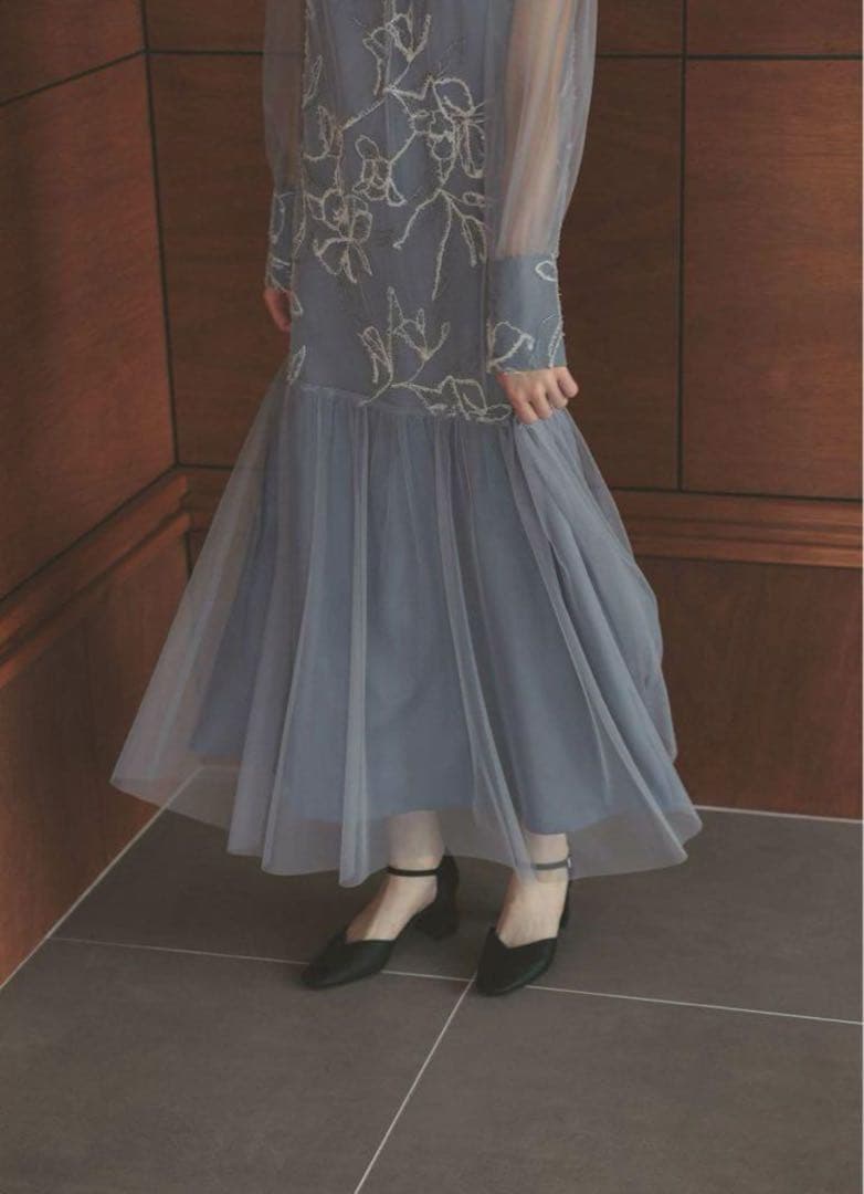 7★新品★ドリードール　フェザーフラワーチュールドレス　L