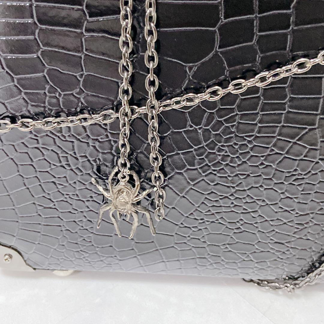 BPN 蜘蛛の巣　チェーン装飾　トランクバッグ　ゴシック系