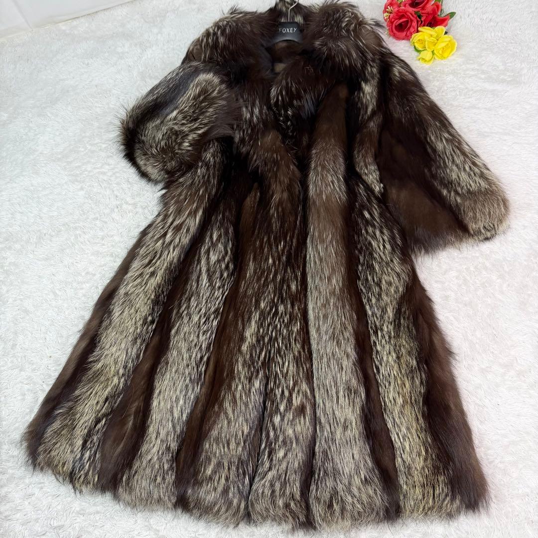 総丈117cm GRACE 肉厚 シルバーフォックス ロングコート 舐めし柔らか