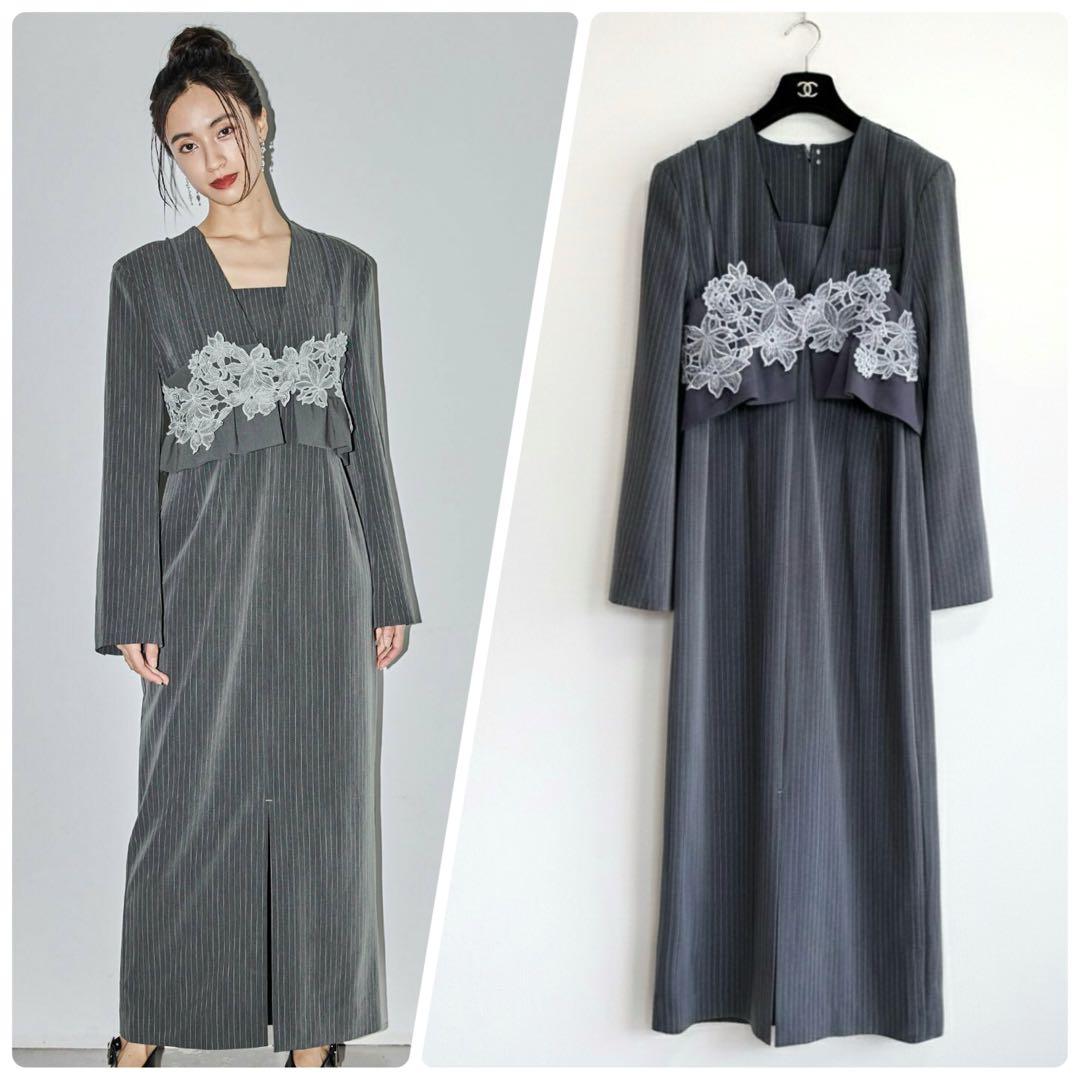 【ANDRESD】大人気完売　ピンストライプテーラードビスチェドレス　セレモニー