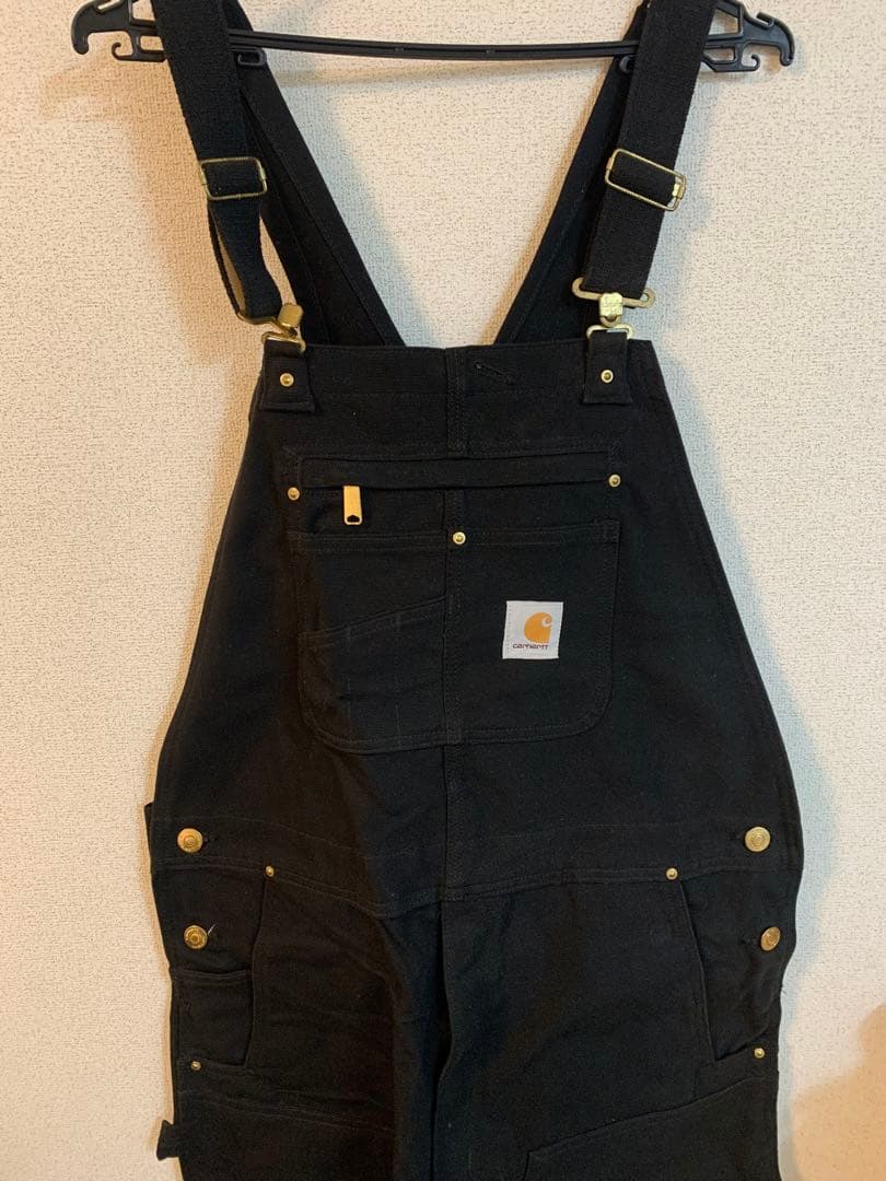 Carhartt ブラックオーバーオール 38x30