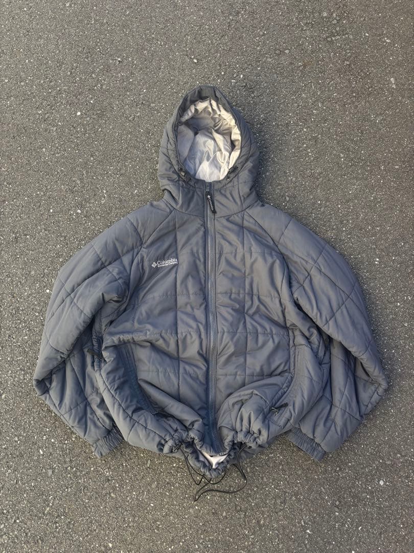 Columbia hooded puffer jacket ネイビー グレー