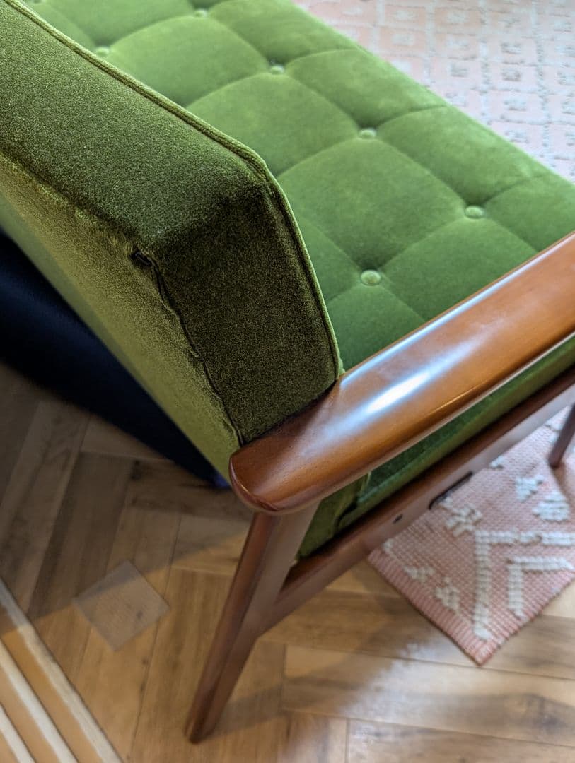 カリモク60 kチェア 2シーター モケットグリーン