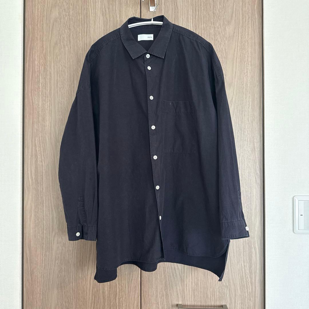 HUIS ハウス　タイプライタークロスビックシャツ　ネイビー　フリー　遠州織物