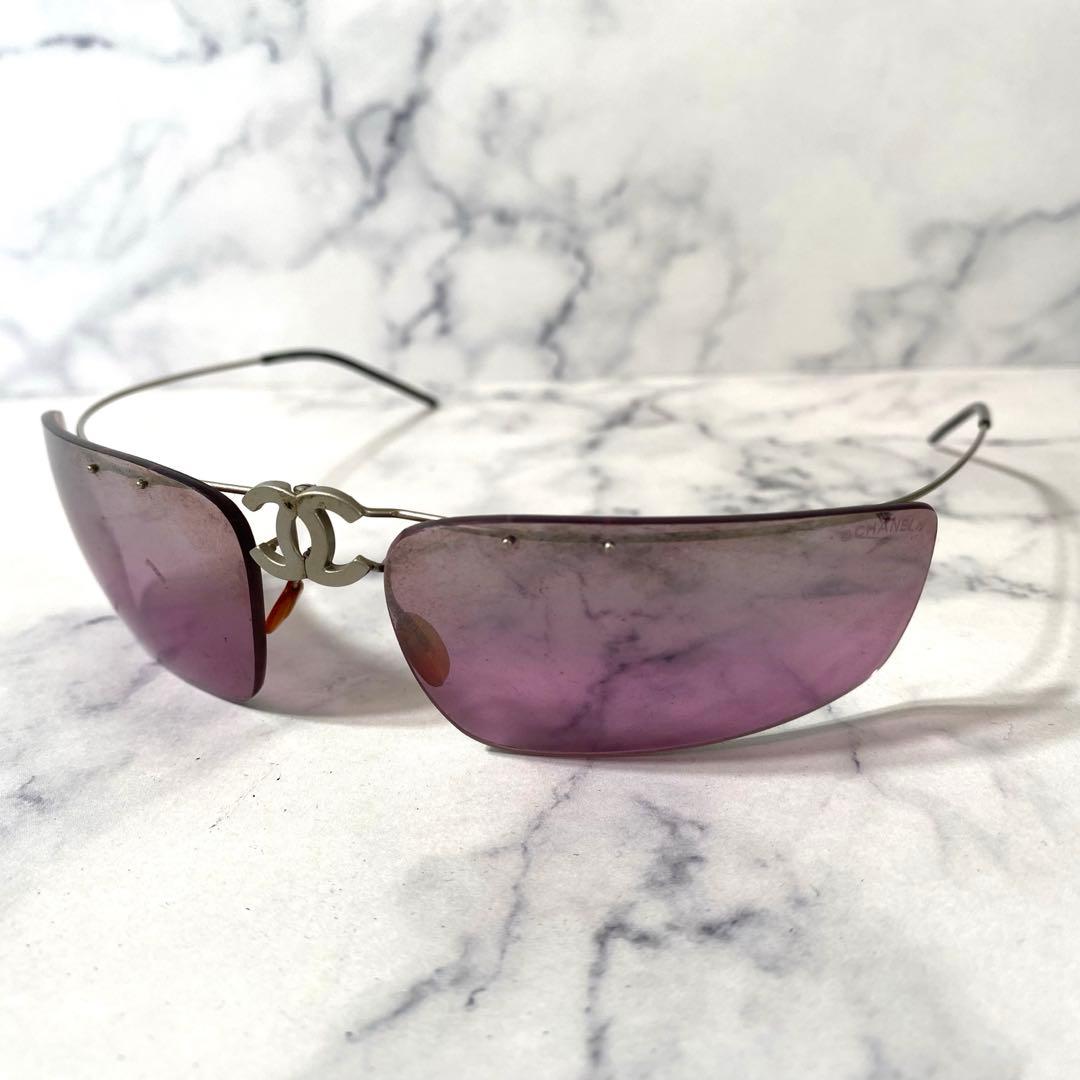 CHANEL シャネル　サングラス　リムレス　ココマーク　パープル　4032