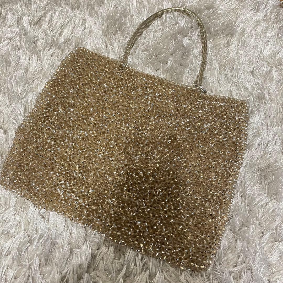 アンテプリマ　ワイヤーバック　スタンダード　スクエア　ゴールドパーティーバッグ