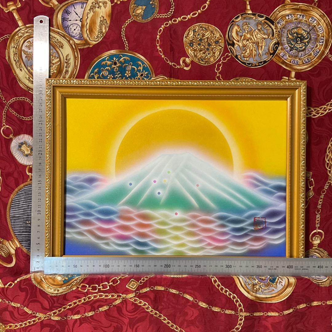 富士山絵画セール｜神界 龍雲 天照大御神 次元上昇開運アート金額縁付