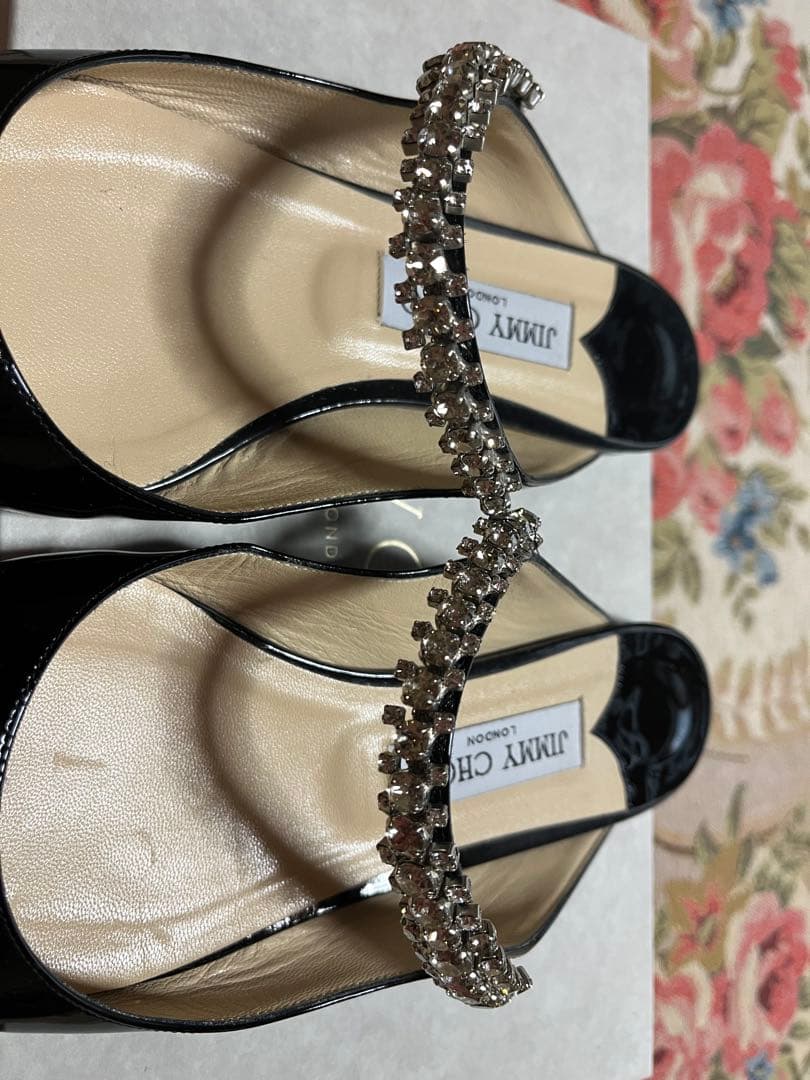 JIMMYCHOOクリスタル サンダル Bing Flatミュールサイズ38