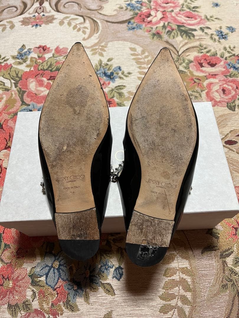 JIMMYCHOOクリスタル サンダル Bing Flatミュールサイズ38