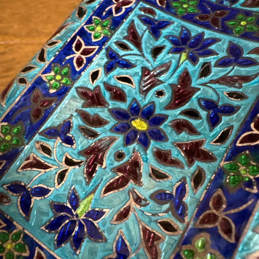 ヴィンテージ Cloisonné エナメル 925 シルバーヒップフラスコ