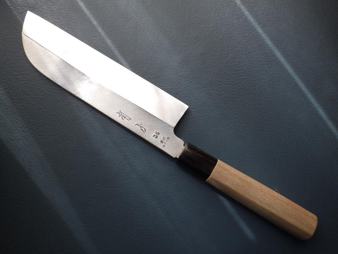 テ*ん様 京都/有次・鎌薄包丁・黒本水牛★手研ぎ済み▲記名有り▲