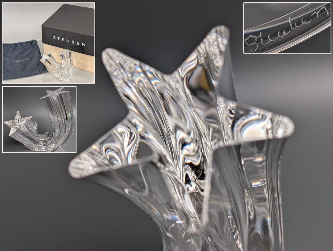 希少 極美品 スチューベン クリスタル オブジェ スターストリーム 流星 箱付