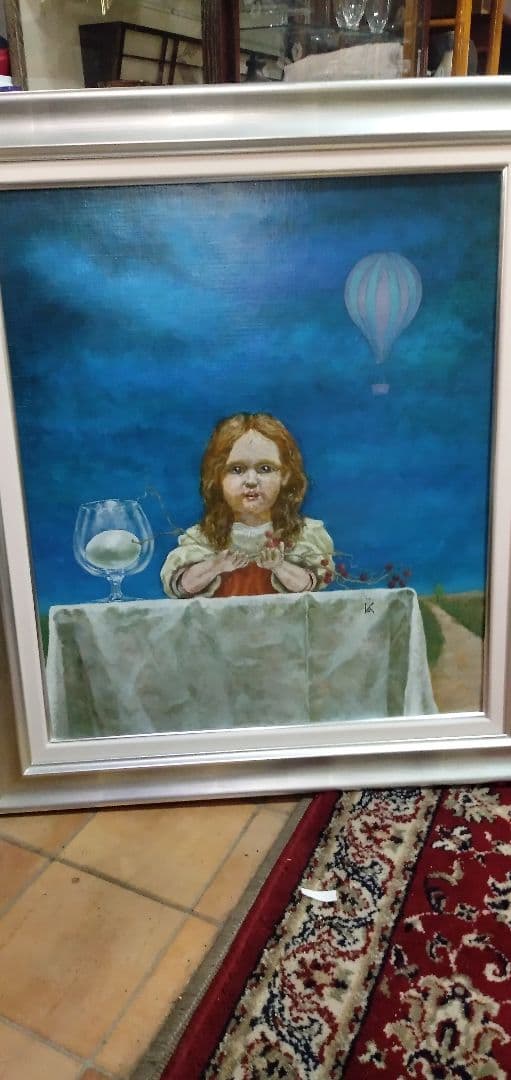 斎藤康介の10号油絵です気球と人形です絵のみの値段です