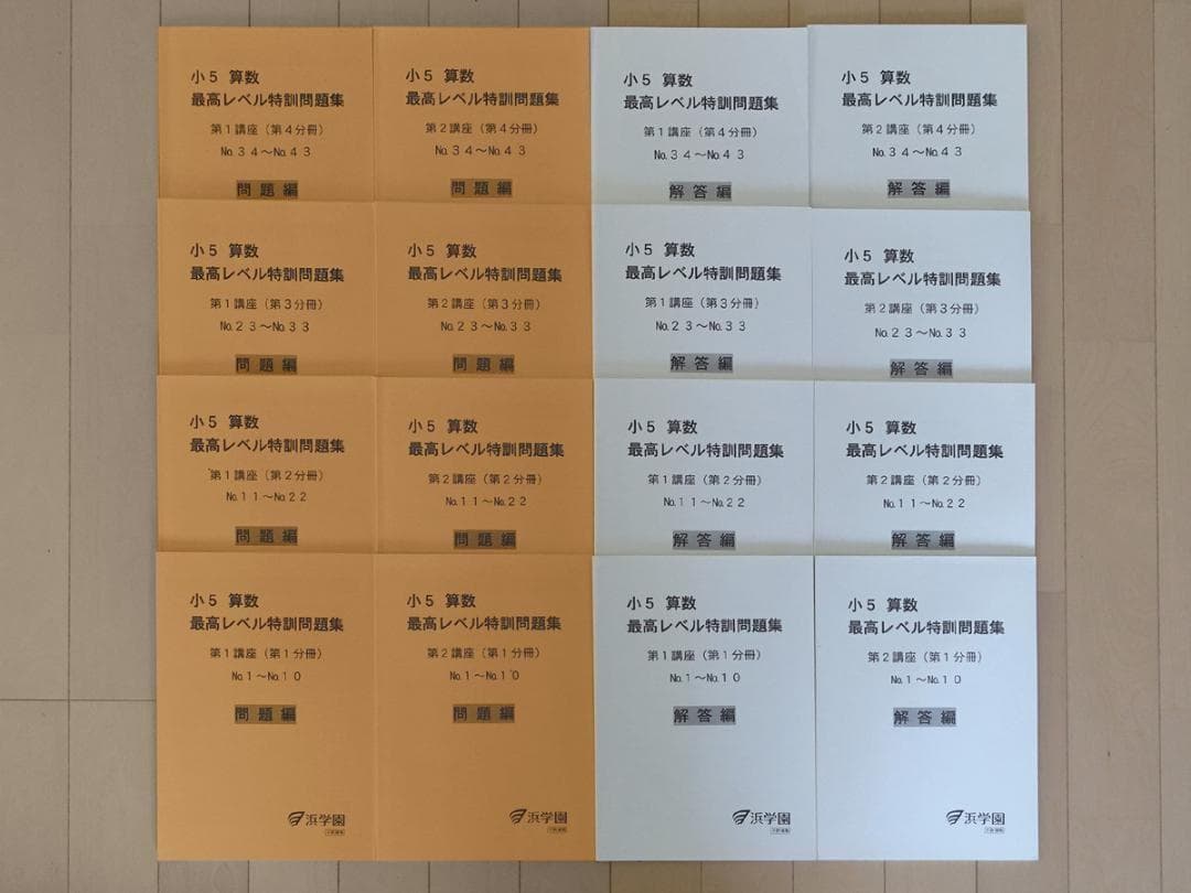 超美品 浜学園 小5 算数 最高レベル特訓 問題集 1年分 ほぼ未使用