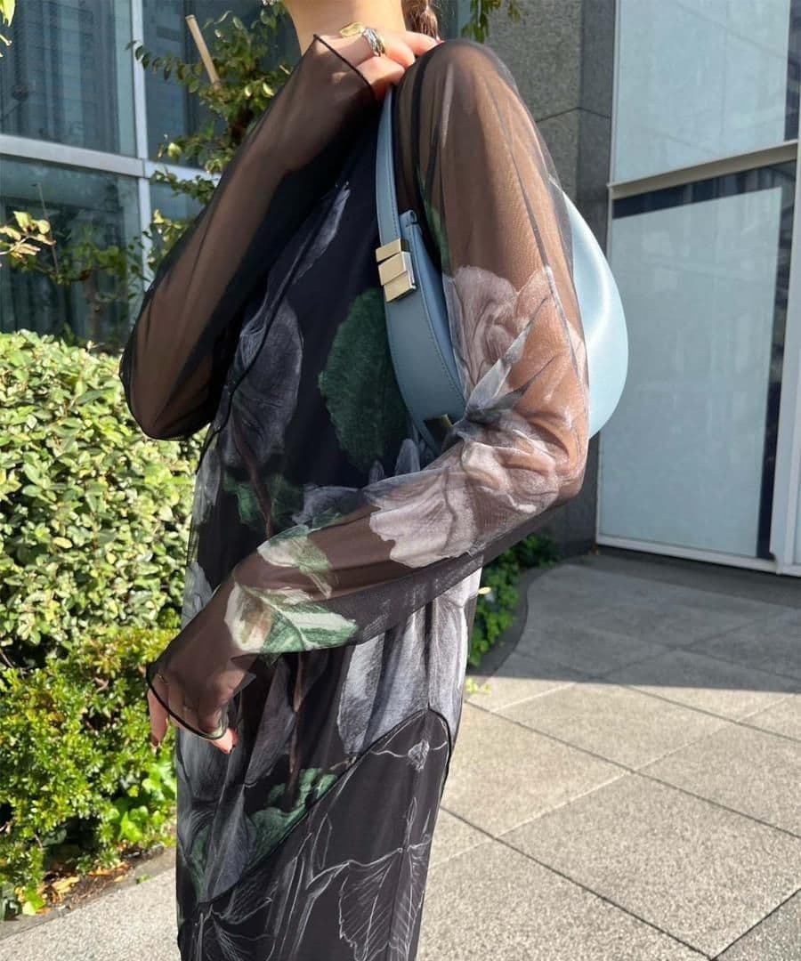 UND SKETCH FLOWER SKIN DRESS　AMERI