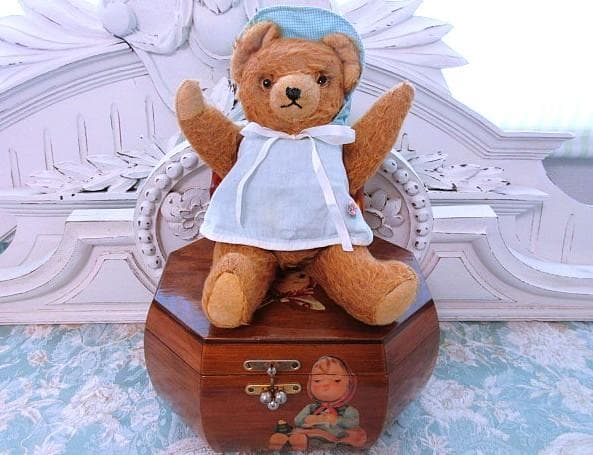 アンティークベア　ドールコンテナ　セットで　☆　ヴィンテージ　テディベア