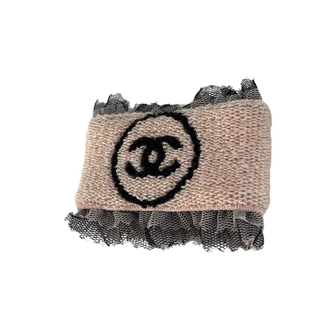 美品　CHANEL シャネル　リストバンド　ココマーク　パイル　レース　フリル