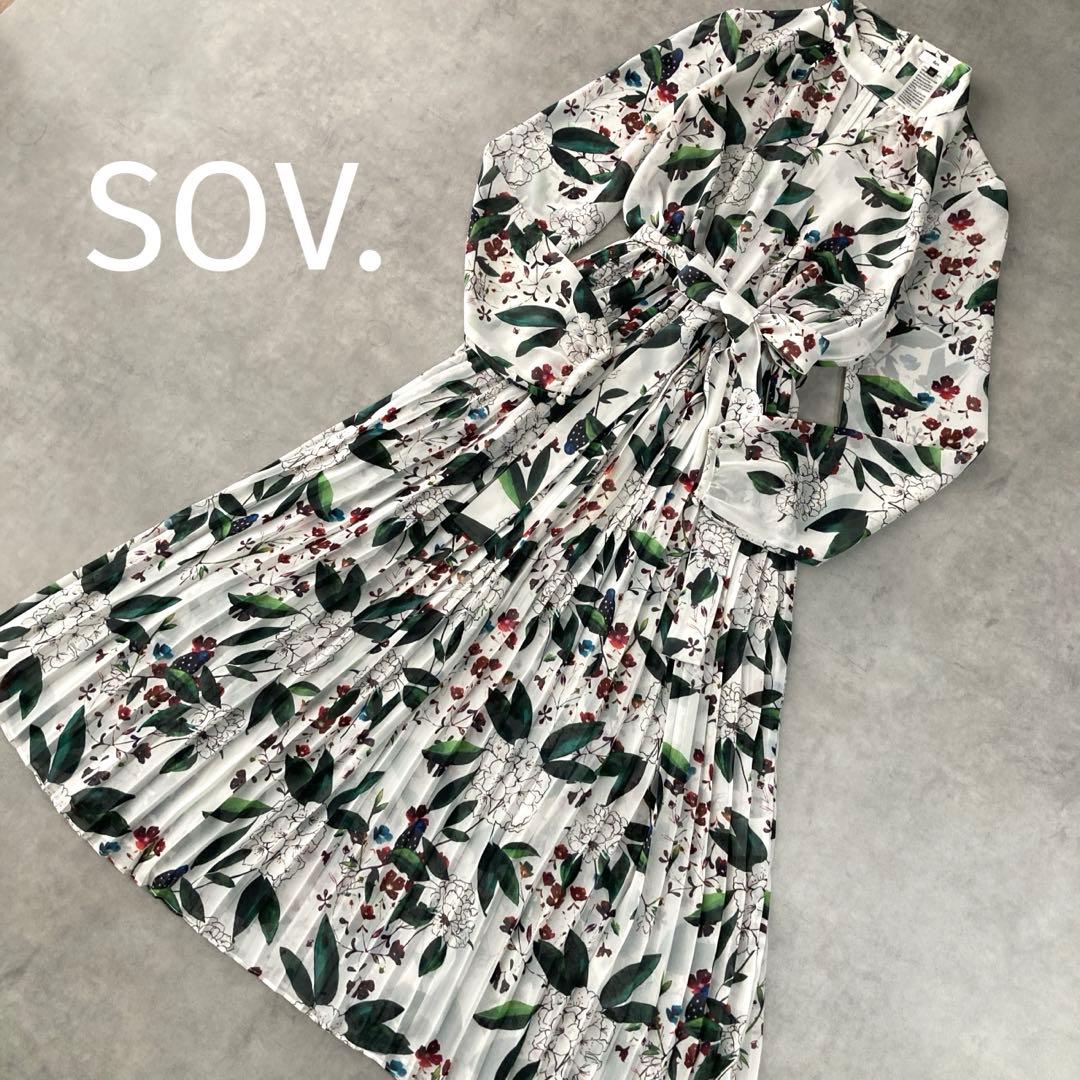 美品Sov. フラワープリント　ワンピース　Aライン　プリーツ　ワンピース