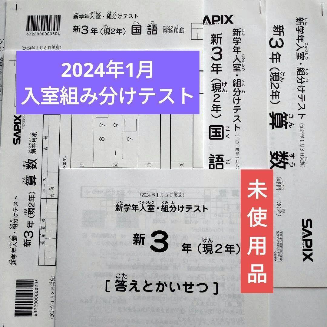 2024年1月 サピックス 新3年 新学年入室組分けテスト 現2年 新小3現小2