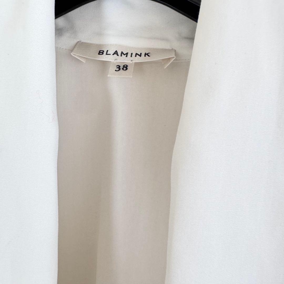 BLAMINKボウタイリボン コットンブラウス 白 ブラミンク クリーニング済