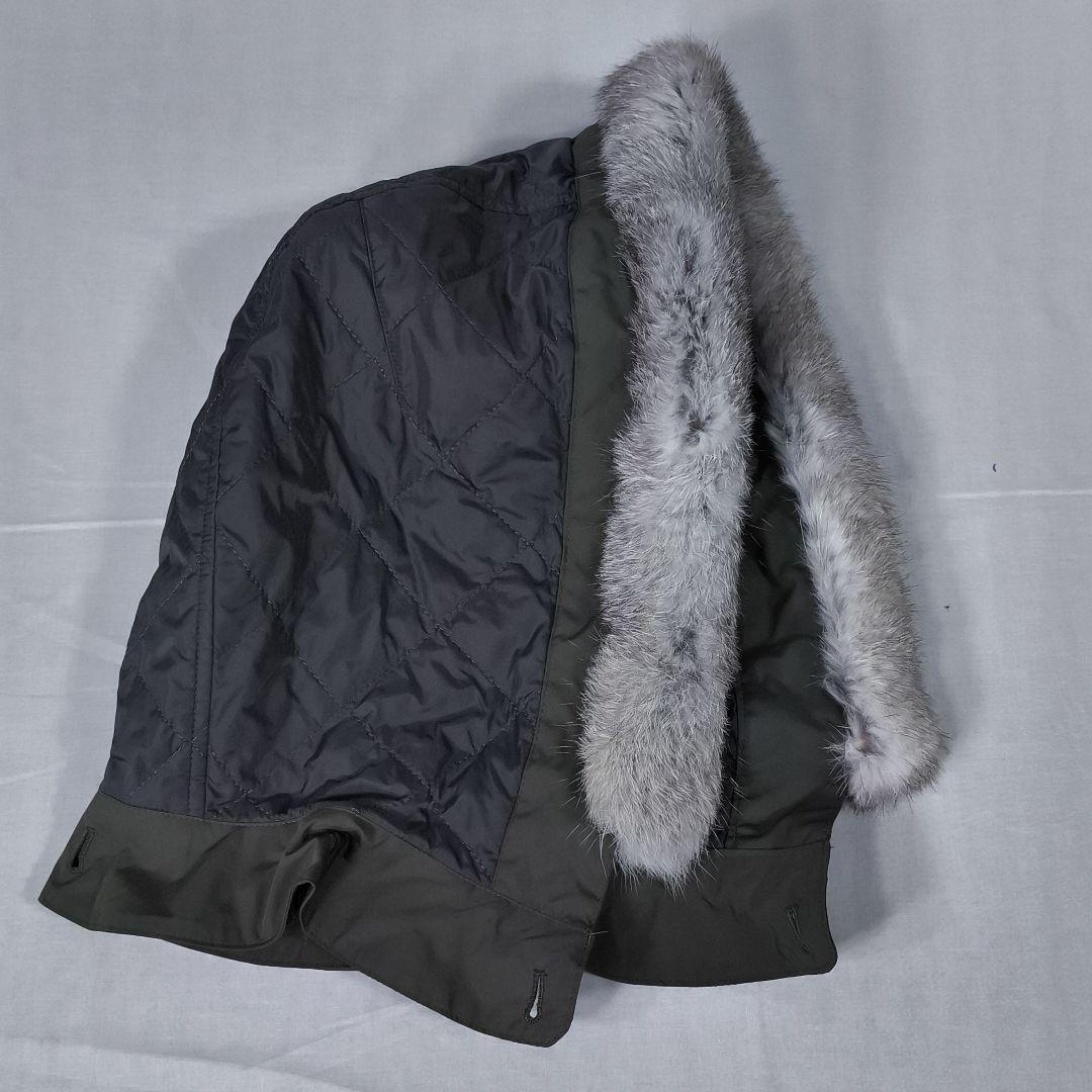 バーバリーブラックレーベル　モッズコート　裏地ノバチェック　ラビットファー