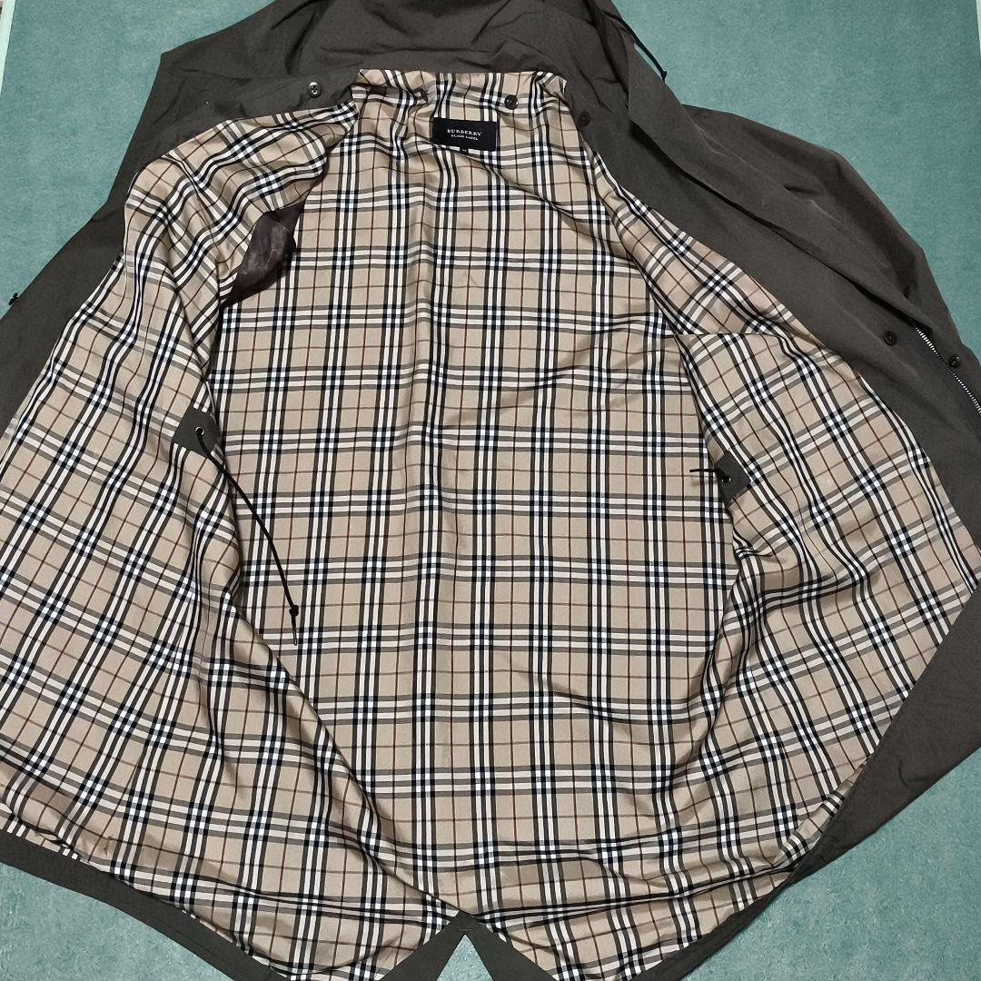 バーバリーブラックレーベル　モッズコート　裏地ノバチェック　ラビットファー