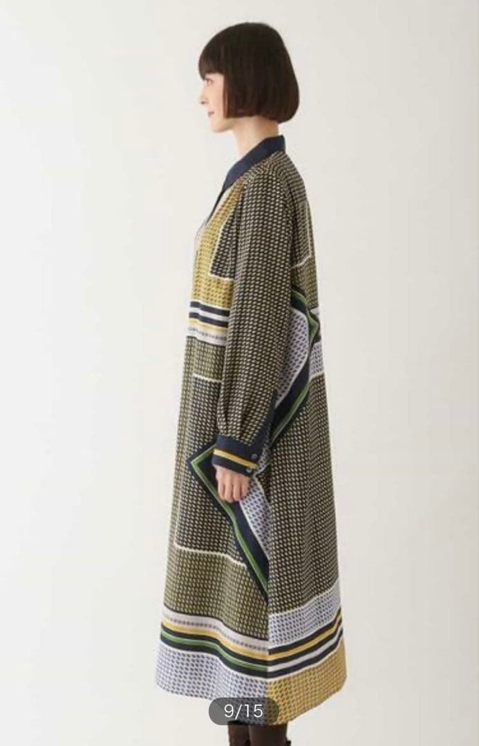 新品 HIROKO BIS ヒロコビス ジオメトリックプリントワンピース 11号