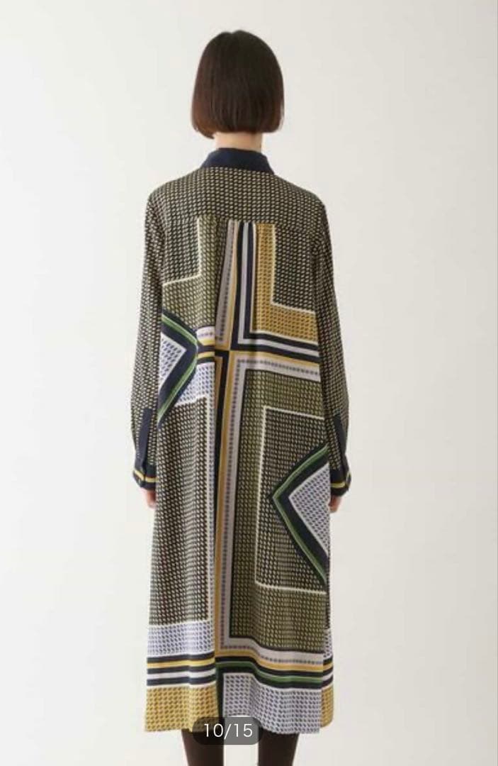 新品 HIROKO BIS ヒロコビス ジオメトリックプリントワンピース 11号