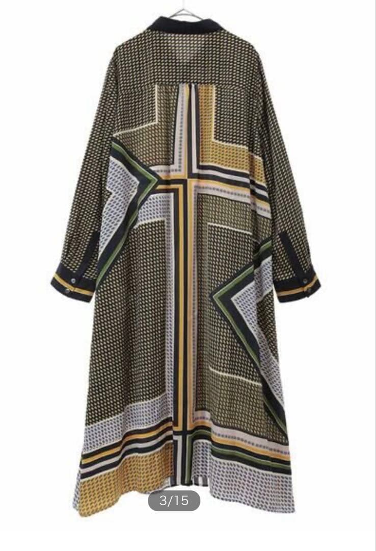 新品 HIROKO BIS ヒロコビス ジオメトリックプリントワンピース 11号