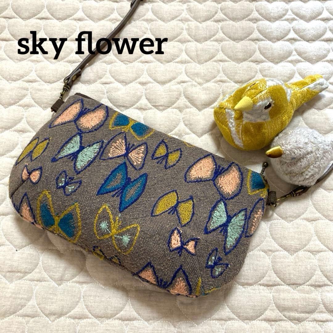 719 両面スカイフラワーのショルダーバッグ　sky flower ★レア★
