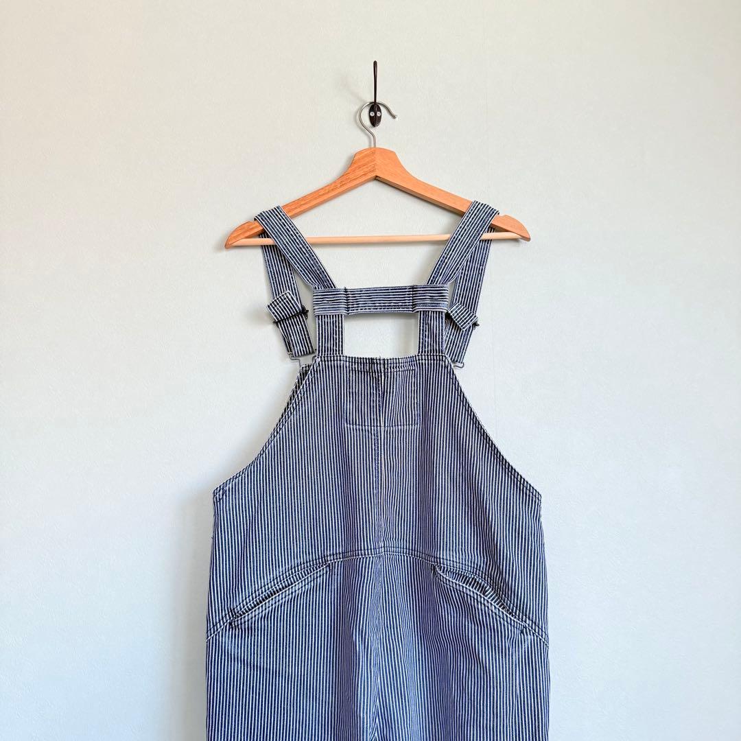 美品 natal design ネイタルデザイン オーバーオール ヒッコリー 縞