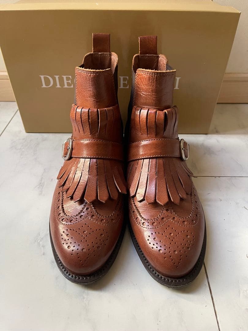 ディエゴベリーニ キルトタッセル サイドゴア ブーツ ウィングチップ イタリア