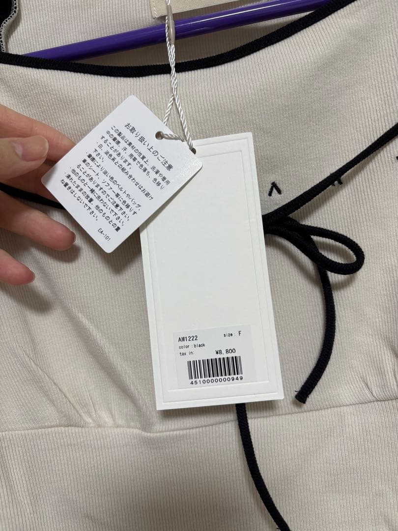 トップス andmary Alma ribbon tops black