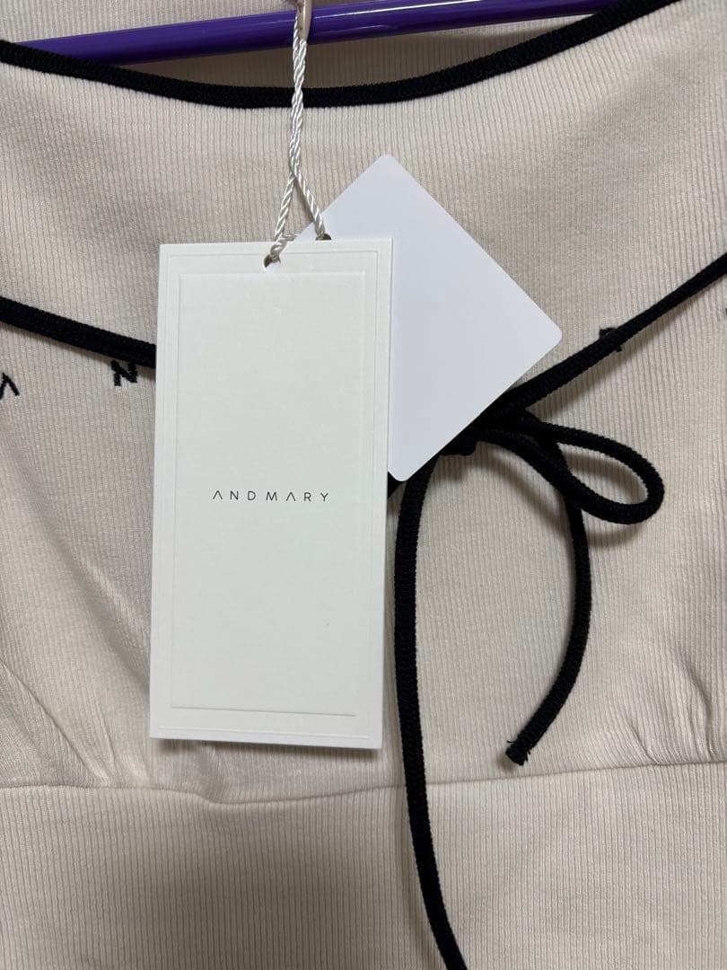 トップス andmary Alma ribbon tops black