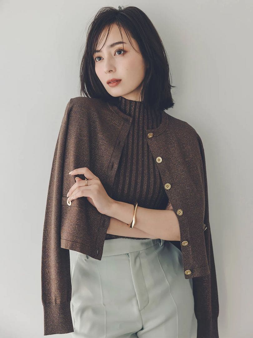 未使用anuansシルクブレンドベーシックニットカーディガンノースリーブニット