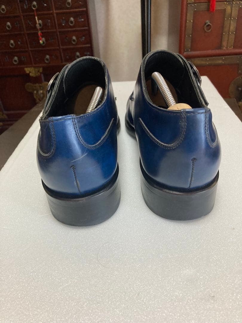 リーガル革靴　ダブルモンク　青色