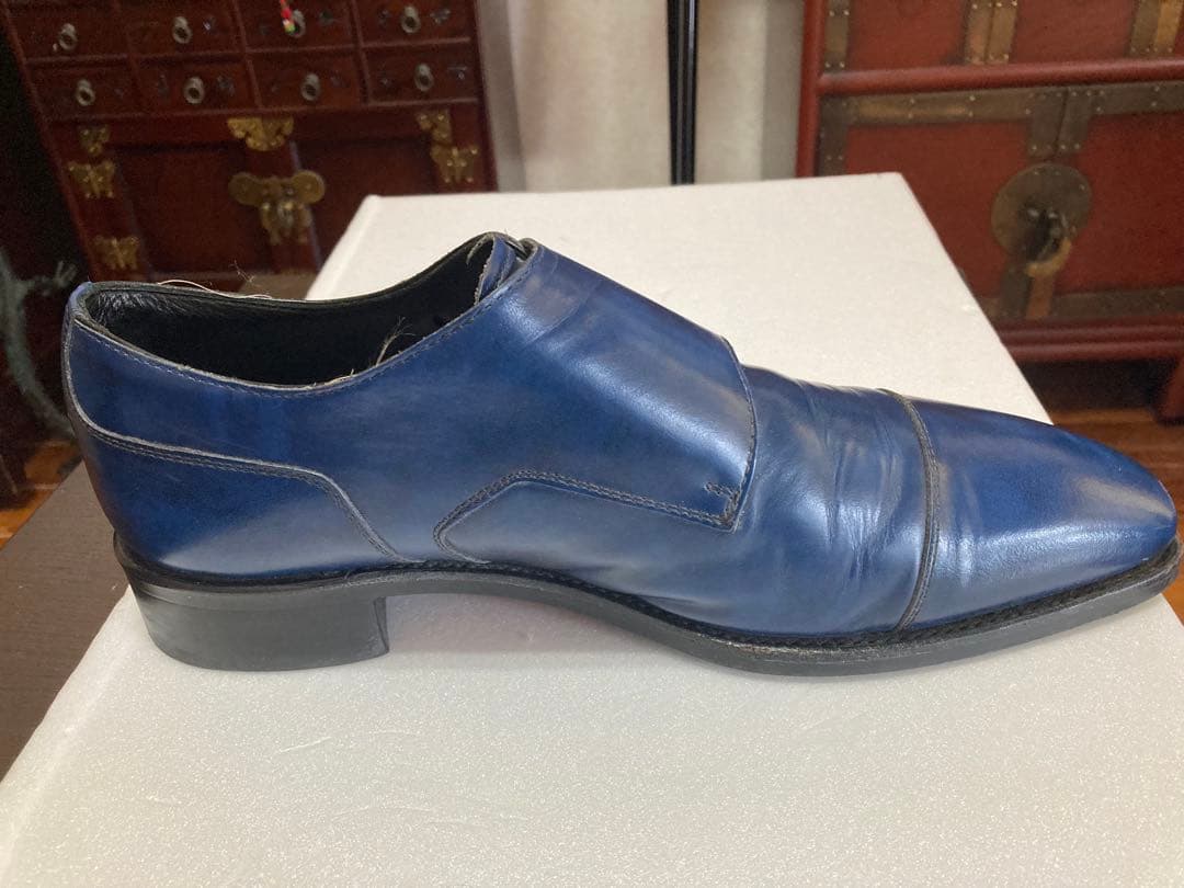リーガル革靴　ダブルモンク　青色