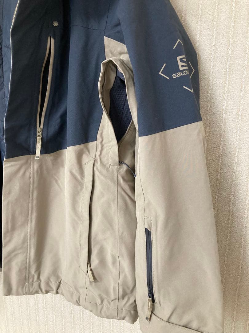 Salomon スキーウェア ネイビー(グレー)/ベージュ 上下S
