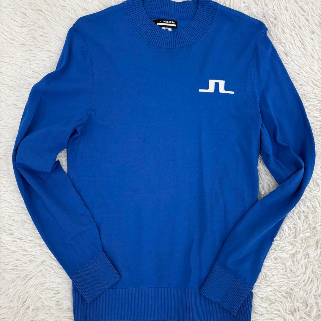 J.LINDEBERG クルーネックニット ゴルフウェア 長袖 S ブルー