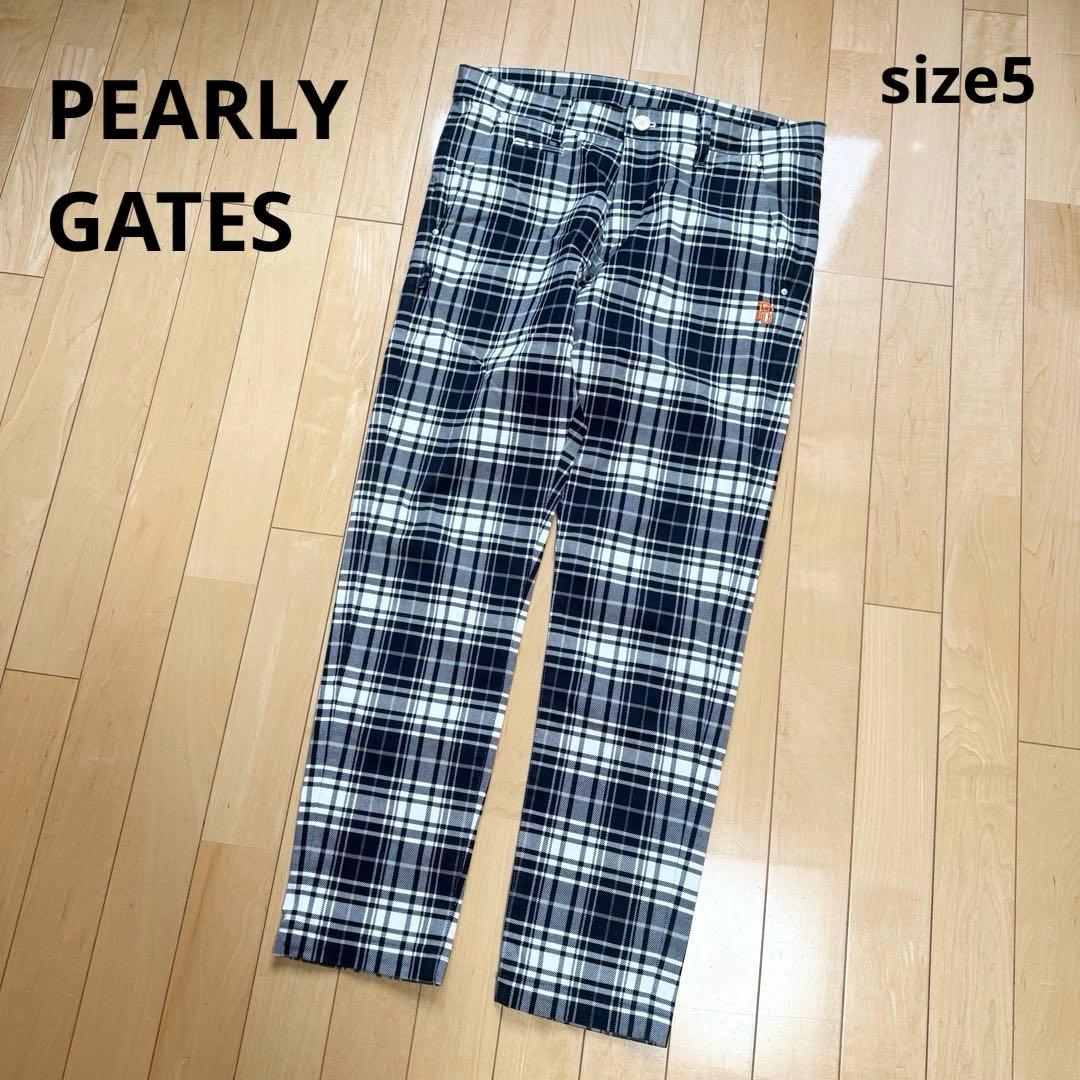 パーリーゲイツ ゴルフウェア パンツ チェック ロゴ刺繍 ウェア サイズ5