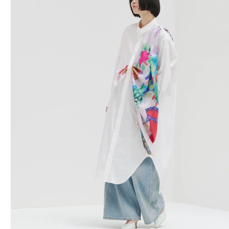 HERALBONY（ヘラルボニー）日本製 スカーフループ付き シャツワンピース