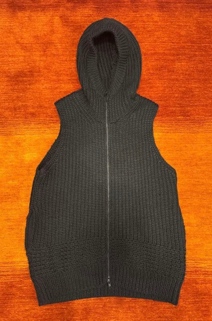 Y's （ワイズ）　ニット　フード　ベスト　サイズ2　ブラック　ヨージ　ヤマモト