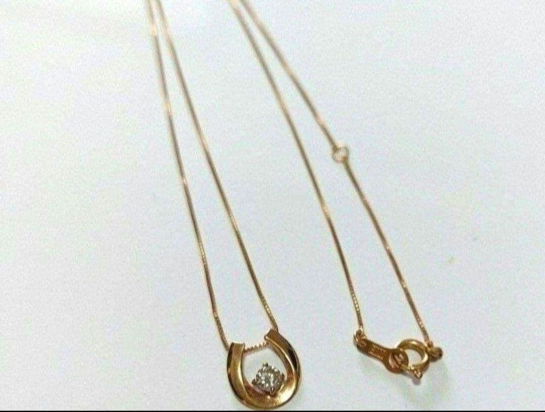 K18　1Pダイヤモンド 0.1ct 馬蹄 ネックレス　　アンティーク