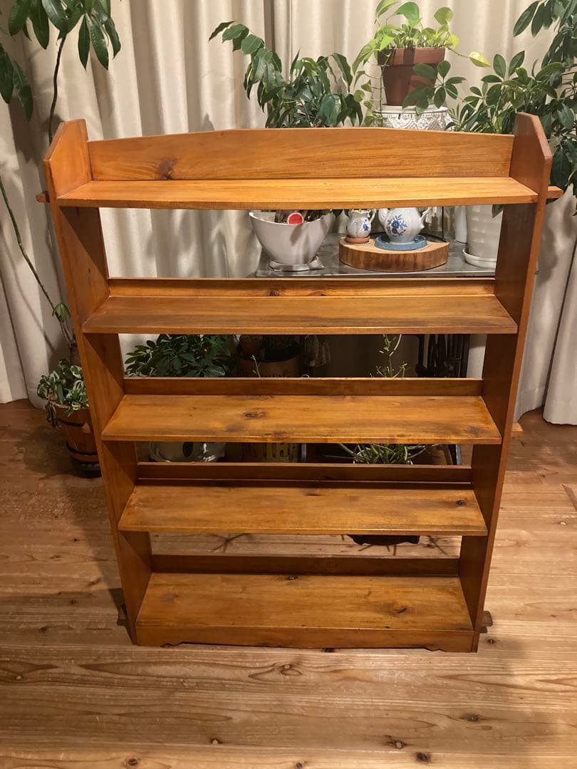 昭和レトロ　木製本棚　くさび式　棚5段　②
