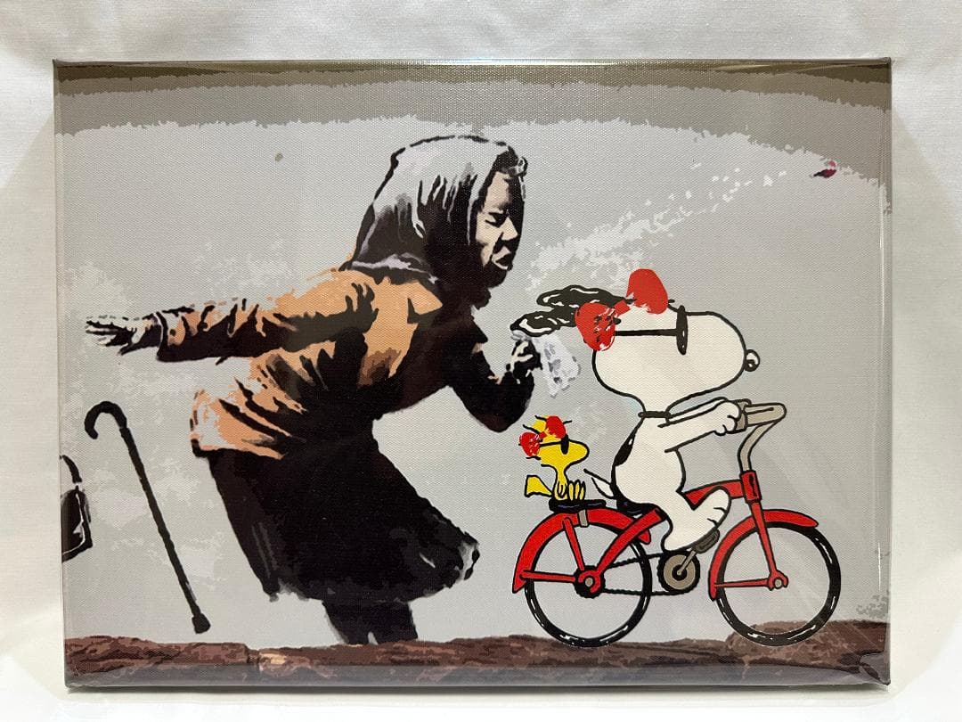 【世界限定100枚】DEATH NYC 布 額付アート スヌーピー Banksy