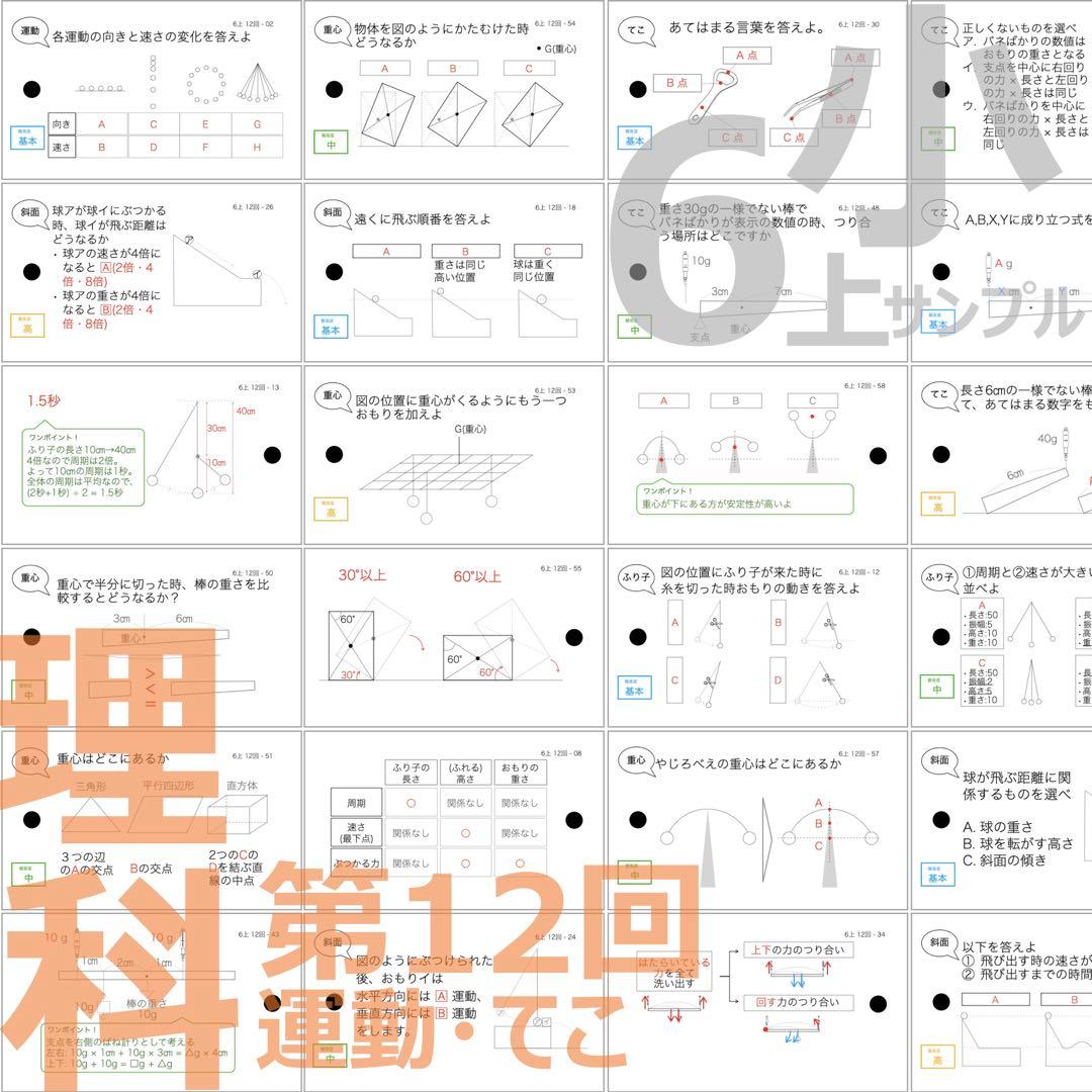 中学受験【6年上 社会・理科全セット1-17回】暗記カード 予習シリーズ 組分け