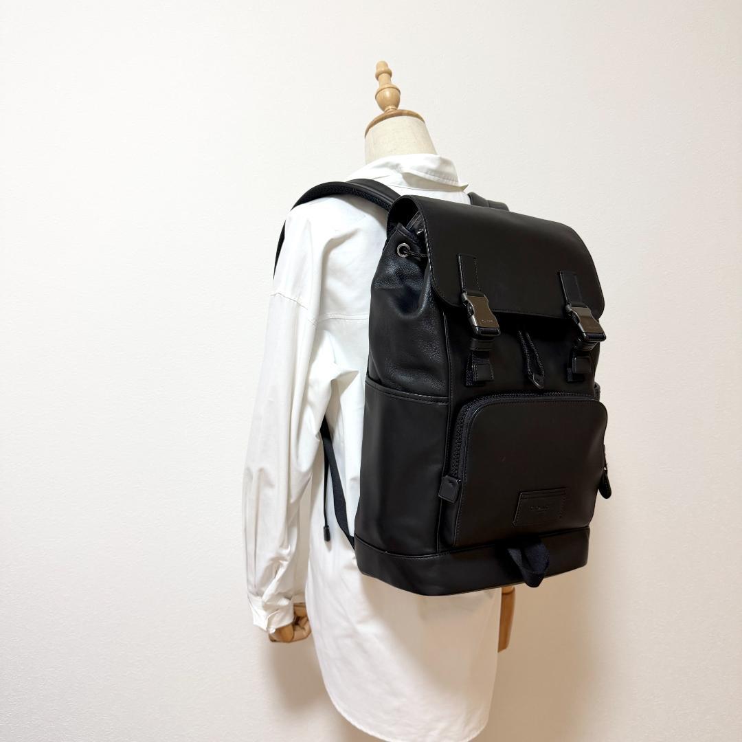 美品　COACH コーチ トラック バックパック リュックサック 大容量 レザー